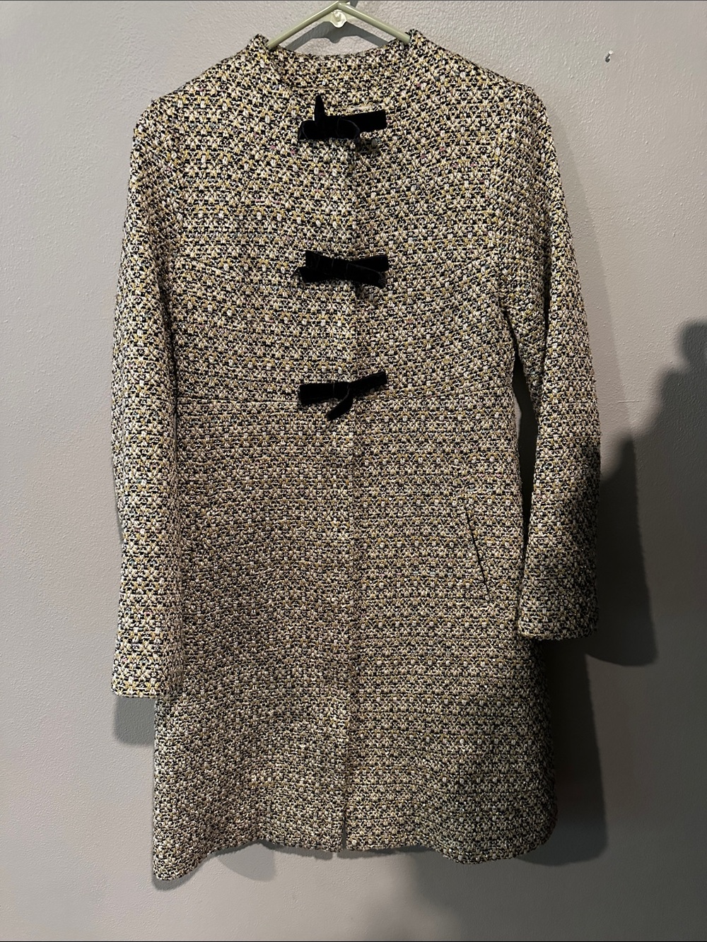 JB by Julie Brown Tweed Coat with Black Velvet Bows